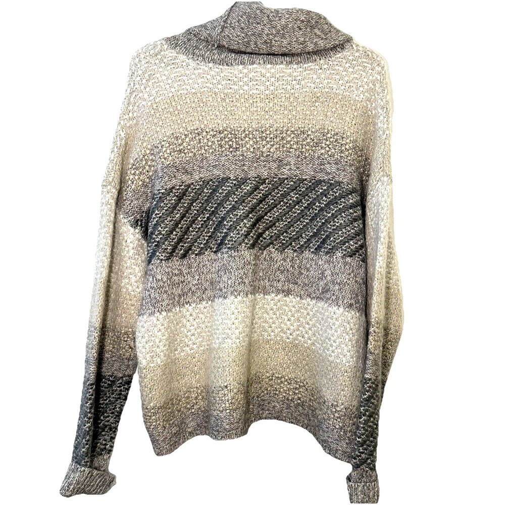 Max Studio Alpaca Wool Blend Cowl Neck Chunky Knit Sweater L Gray - Picture 2 of 6